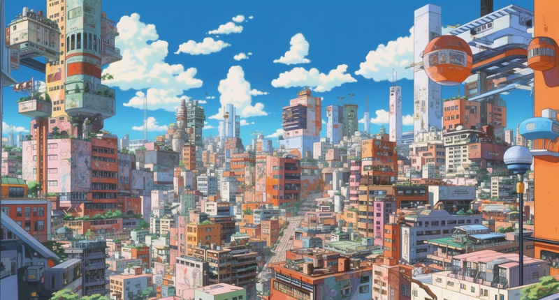 蓝天白云下的未来科技城市高楼房屋建筑手绘插画,插画/手绘图,插画/手绘图库,插画/手绘图下载,插画/手绘